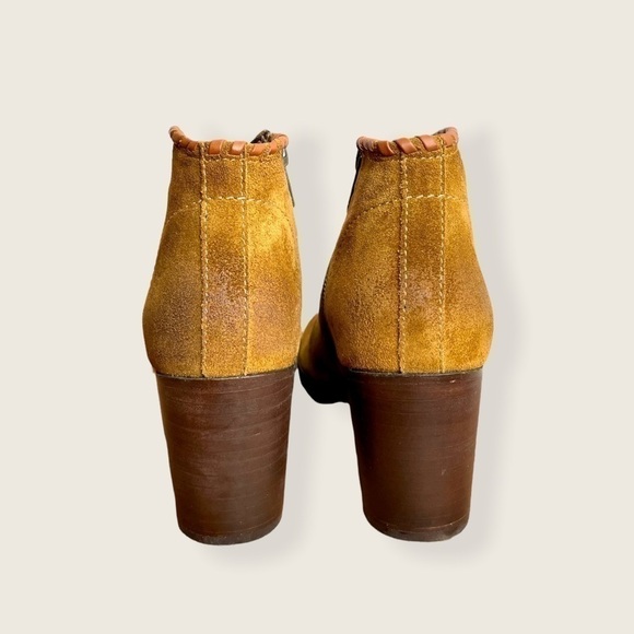 Frye Nora Chestnut/Tan Leather Suede Zip Heeled Fall/Winter/Spring Ankle Booties - Picture 11 of 16